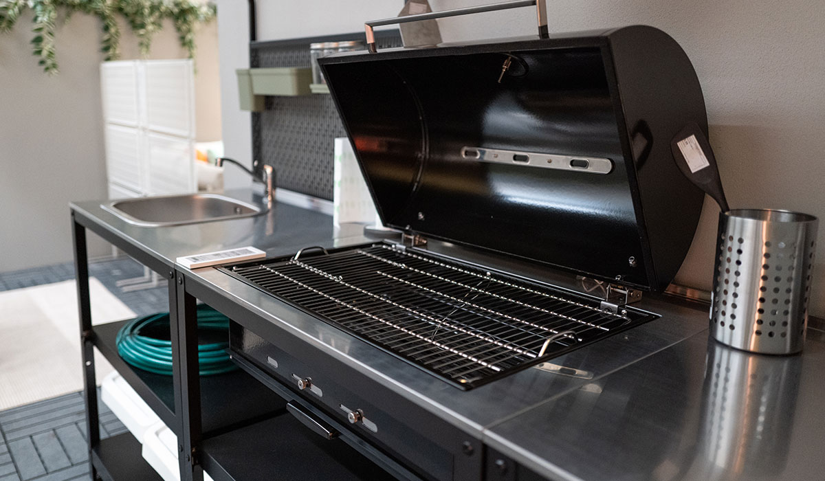 outdoor bbq in kitchen with gas line connection